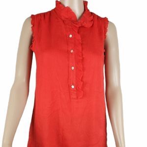 J.Crew Silk Reddish Orange Sleeveless Blouse
